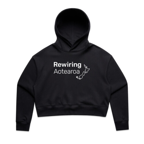 Rewiring - White Logo - Women's Relax Crop Hood Thumbnail